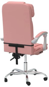 Cadeira escritório massagens reclinável couro artificial rosa