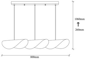 Chandelier Sivani – Branco e Dourado – 80 x 17 cm
