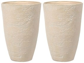 Conjunto de 2 vasos para plantas creme 51 x 51 x 71 cm CAMIA Beliani