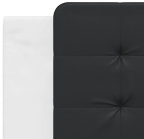 Estrutura cama c/ luzes LED 180x200cm couro artif. branco/preto