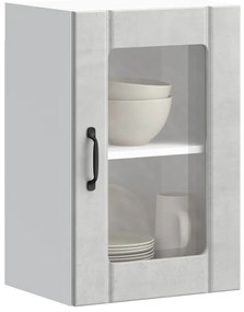 Armário de parede de cozinha porta vidro Lucca cinzento cimento
