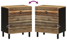 Mesa cabeceira 50x33x60cm madeira mangueira áspera maciça preto