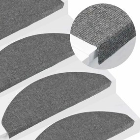 vidaXL Tapetes de escada adesivos 20 pcs 65x22,5x3,5 cm cinzento