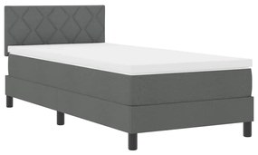 Cama Box Spring com Colchão &amp; LED Cinza Escuro 90x200 cm Tecido