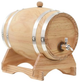 50680 vidaXL Barril de vinho com torneira em madeira de pinho maciça 6 L