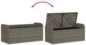 Banco de arrumação com almofadão 115x51x52 cm vime PE cinzento