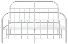 Estrutura de cama com cabeceira e pés 135x190 cm metal branco