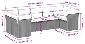 7 pcs conjunto de sofás p/ jardim com almofadões vime PE bege