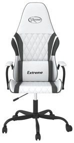 Cadeira gaming massagens couro artificial branco e preto