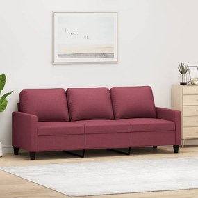 Sofá de 3 lugares tecido 180 cm vermelho tinto