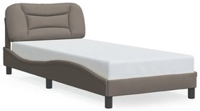 Estrutura cama cabeceira 90x190 cm tecido castanho-acinzentado