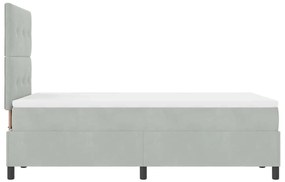 Cama Box com Colchão &amp; Luz LED Cinza Claro 120x190 cm Veludo