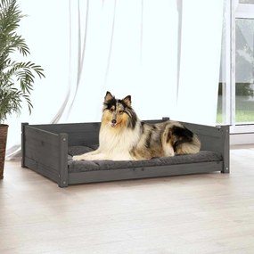 Cama para cães 95,5x65,5x28 cm madeira de pinho maciça cinzento