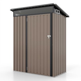 Abrigo de Jardim para Ferramentas, 150 x 89 x 185 cm, Cobertura Inclinada, Cinzento