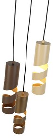 Candeeiro suspenso moderno preto com taupe e bege 3-luzes - Stream Moderno