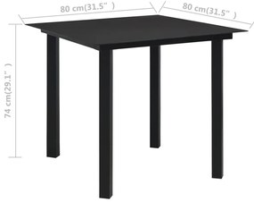 5 pcs conjunto de jantar para jardim vime de PVC preto