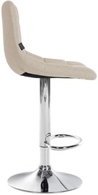 Conjunto de 2 bancos altos Jerry em tecido com estrutura cromada 87-108,5 x 43 x 46,5 cm Creme