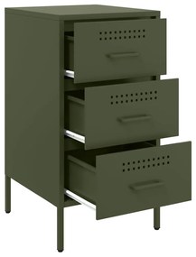 Mesa de cabeceira 36x39x68 cm aço verde-azeitona