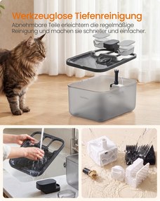 Fonte para gatos preta, 4,5 L, silenciosa, com 3 filtros 28,7 x 19,3 x 17,3 cm Preto