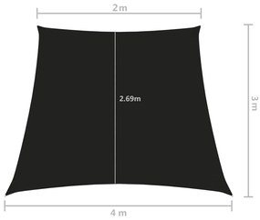 Para-sol estilo vela tecido oxford trapézio 2/4x3 m preto