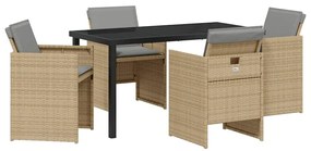 Conjunto de Jantar de Jardim com 5 peças e Almofadas Beijinhas, Rattan