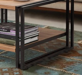 Mesa de Centro Cosmo – Pinho Atlântico/Preto – 70x40x70 cm