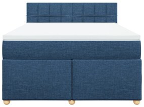 Cama com molas/colchão 160x200 cm tecido azul