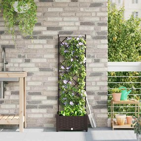 vidaXL Jardineira com Treliça Castanho 40 x 40 x 125.5 cm PP