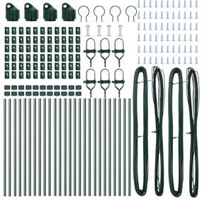 Postes de Cerca vidaXL 26 pcs Verde Ø32 mm 100 cm Aço Galvanizado