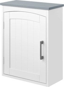 Móvel suspenso para casa de banho com porta e prateleira ajustável - 41 x 18,5 x 52 cm - MDF - branco