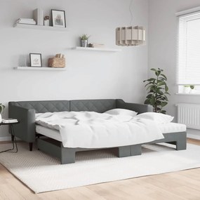 Sofá-cama c/ gavetão/colchões 100x200cm tecido cinzento-escuro