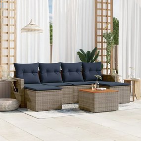 vidaXL 7 pcs conjunto sofás p/ jardim c/ almofadões vime PE cinzento