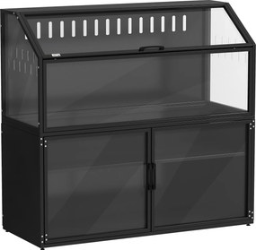 PawHut Gaiola para Hamster 2-em-1 com Armário de Arrumação para Roedor Hamster Sírio e Ratos Aço e Acrílico Preto | Aosom Portugal