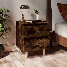 Mesa de cabeceira pernas madeira maciça carvalho fumado