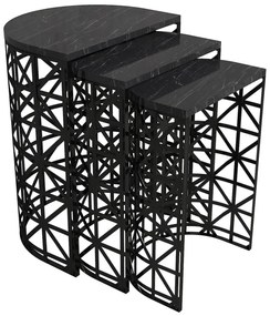 Mesas de Aninhamento Stil – Preto – 46x62x33 cm, 41x58x30 cm, 36x53x27