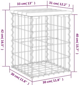 Banco de jardim c/ design gabião 33x31x42 cm pinho maciço