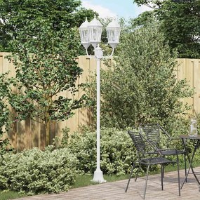 Poste de Luz de Jardim vidaXL com 3 Lâmpadas E27 Branco 220 cm Alumínio