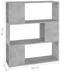 Estante/divisória 80x24x94 cm contraplacado cinzento-cimento