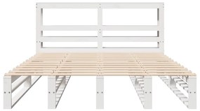 Cama sem colchão 160x200 cm madeira de pinho maciça branco