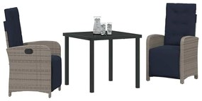 Conjunto de Jantar de Jardim de 3 Peças em Polyrattan Cinza