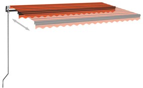 Toldo autom. LED e sensor de vento 450x350 cm laranja/castanho