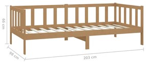 Sofá-cama com gavetas 90x200 cm pinho maciço castanho mel