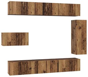 Conjunto de móvel de TV 8 pcs Madeira antiga 30.5 x 30 x 90 cm