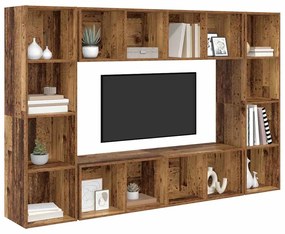 Conjunto de móvel de TV 4 pcs Castanho 37 x 37 x 142.5 cm