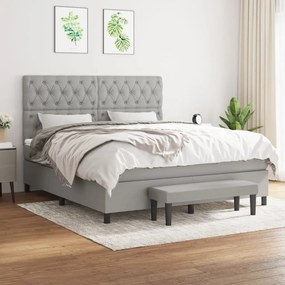 vidaXL Cama com molas/colchão 160x200 cm tecido cinzento-claro