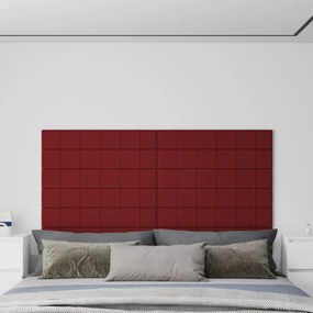 Painel de parede 12 pcs 90x15 cm tecido 1,62 m² vermelho tinto