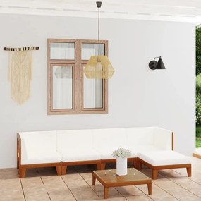 vidaXL 6 pcs conjunto lounge de jardim c/ almofadões acácia maciça