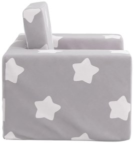 Sofá-cama infantil de c/ estrelas pelúcia cinzento-claro