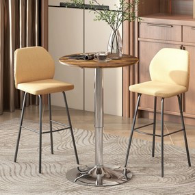 Mesa de bar alta, altura ajustável de 67 a 93 cm (BANCOS NÃO INCLUIDOS), tampo giratório a 360°, castanho
