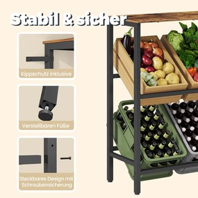 Estante para caixas de bebidas, 2 níveis, para 4 caixas 40 x 70,4 x 117,3 cm Castanho-preto